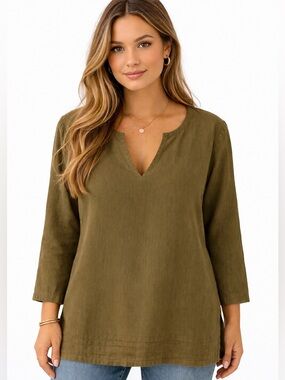 Patagonia Guadalupe Organic Cotton Tunic Top Olive Green Women’s 10